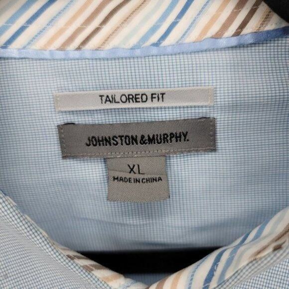 Johnston & Murphy Men's Checkered Print Cotton Tailored Fit Button Shirt Size XL - Picture 2 of 4